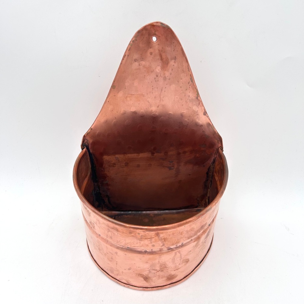 Vintage Hammered Copper Wall Pocket Planter Match Holder Made in Turkey Rustic